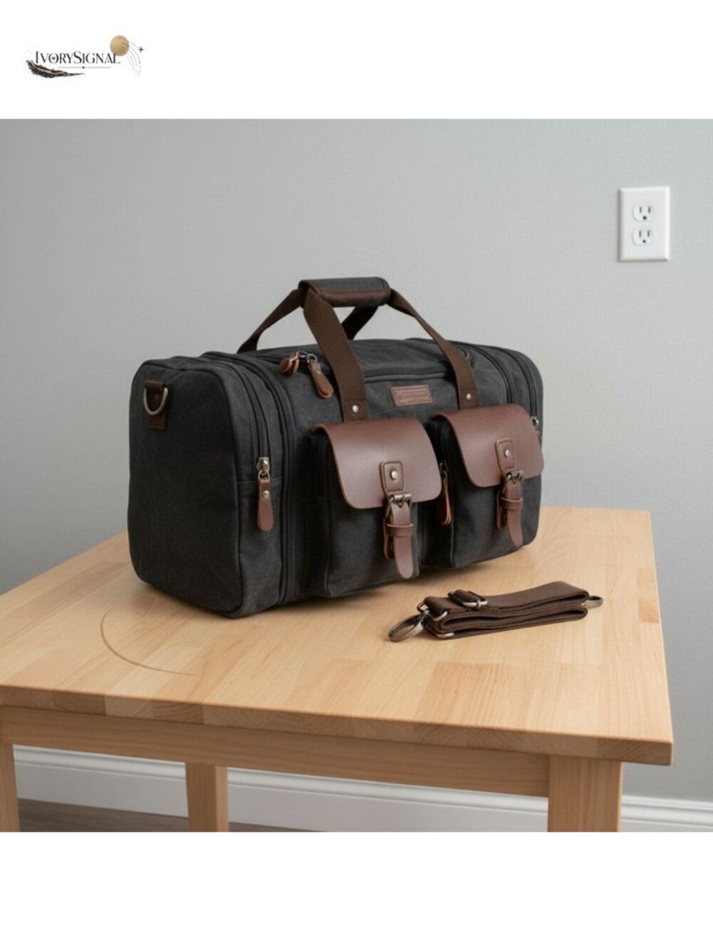 Waxed Canvas Duffle Bag Water Repellent 50L Expandable Weekender Carry-On